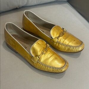 Escada Yellow Leather Loafers